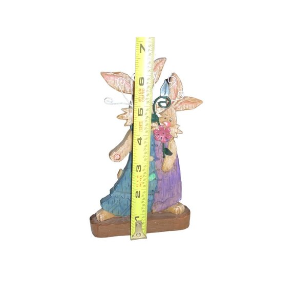 Easter Bunny Rabbit Carved Wood Look Decor Set of Two - Picture 10 of 11